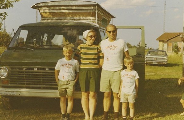 Our family in our MOON SHOT 1969 shirts